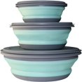 thumbnail image 1 of 3 Pcs Silicone Collapsible Bowl Lunch Box - Expandable Food Storage Containers Set -Silicone Salad Bowl with Lid Portable (Blue), 1 of 7