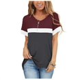 thumbnail image 1 of Nouveau T-Shirt Décontracté pour Femmes à Manches Courtes V Col Rond Tops Lâches et T-Shirt d'Épissure Imprimé à Rayures, 1 of 2