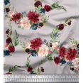 thumbnail image 1 of Soimoi Gray Rayon Fabric Ranunculus & Penoy Floral Print Print Fabric By the Yard 58 Inch Wide, 1 of 3