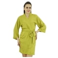 thumbnail image 2 of Bimba Peignoir Court Uni pour Femmes avec Ceinture, Modal Doux en Coton, Enveloppant, Rond, Uni, 2 of 6