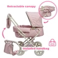 thumbnail image 2 of Teamson Kids Doll Stroller for Baby Dolls Deluxe 2-in-1 Pink/Grey, 2 of 10