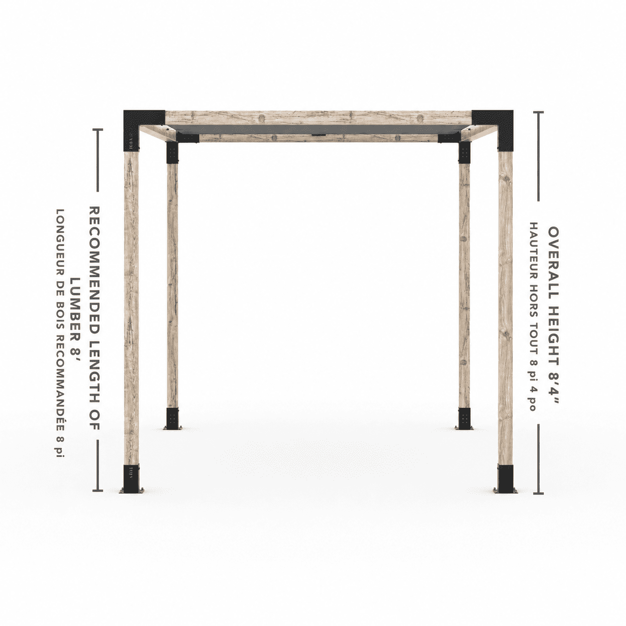 Toja 8' X 12' Pergola Kit With Shade Sail For 4X4 Wood Posts