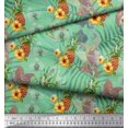 thumbnail image 2 of Soimoi Green Rayon Fabric Lily & Pine Fruits Decor Fabric Printed Yard 42 Inch Wide, 2 of 3