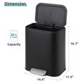 thumbnail image 3 of Kitchen Trash Can, Stainless Steel Garbage Can With Soft-Close Lid, Foot Pedal and Removable Inner Basket, Black Rectangular Small Step Waste Bin for Office Bedroom Bathroom Living Room, 3 of 8