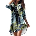 thumbnail image 2 of Cache-maillots Aguichant pour Maillots de Bain Femmes Été Décontracté Col Rabattu Manches Longues Blouse Imprimée Boutons avec Poche Robes Chemise Cache-Maillots de Plage en Liquidation, 2 of 7
