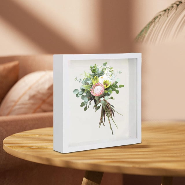 Shadow Box Picture Frame Dried Flowers Frame Dried Flower Display Box Shadow Boxes Display Cases for Bouquet Memorabilia Flowers Keepsake White