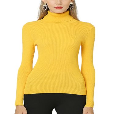 Chandail à Manches Longues pour Femmes Décontracté Couleur Unie Hauts Thermiques Col Roulé Chemises Blouse Noir 3TG