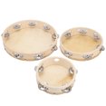 thumbnail image 2 of Tambourine Drum, Cowhide Wood Handheld Tambourine, Lightweight Single Row 3Pcs For Percussion Music, 2 of 8
