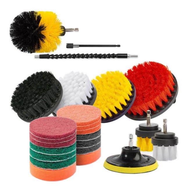 TFixol24Pcs Drill Brush Attachment Set All-purpose Power Scrubber Cleaning Combo Scrub Tub Cleaner