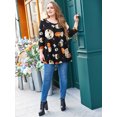 thumbnail image 4 of LARACE Halloween T-Shirts à Manches 3/4 pour Femmes Col Rond Crochet Amples Décontractés Chemises Blouses Hauts Flower42 1X, 4 of 5