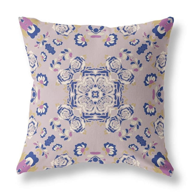 Oreiller en Tissu d'Intérieur/extérieur avec Zip en Bleu Pourpre 18x18