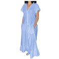 thumbnail image 2 of Ovzne Robes Grande Taille pour Femmes Rondes Robe Femme Chemise Décontractée Unie Col à Manches Courtes Robe à Poches Robe d'Été Manches Courtes Liquidation, 2 of 7