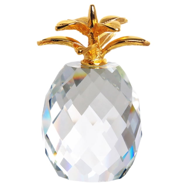 Crystal Pineapple Statue Living Room Tabletop Golden Leaf Pineapple Ornament