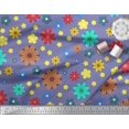 thumbnail image 2 of Soimoi polyester Crepe Fabric Colorful Flowers Clip Art Fabric Prints By Yard 52 Inch Wide, 2 of 3