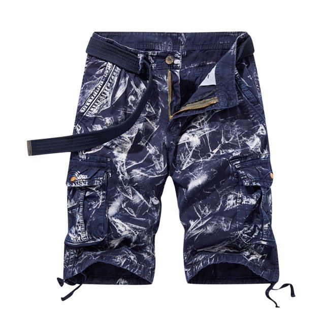 Birdeem Men Casual Solid Zipper Button Multi-Pocket Cropped Cargo Shorts