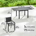 thumbnail image 3 of Outsunny Ensemble de Salle à Manger de Patio, Table Extensible, 6 Chaises Empilables, Noir, 3 of 10