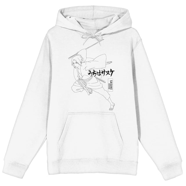 Naruto Shippuden Sasuke Chandail à Capuchon Blanc pour Homme - TG