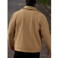 thumbnail image 4 of Dagegui Short Coats for Men Stylish Notch Lapel Zip Up Peacoat Solid Color Business Work Outwear Fall Clothes Khaki S, 4 of 4