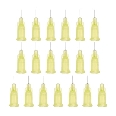 Uxcell 20Pcs 32G 0.26 inch Blunt Tip Dispensing Needles for Refilling Liquid Ink Adhesive, Yellow