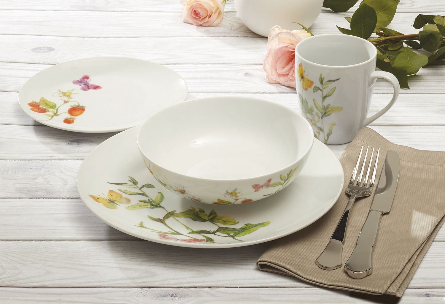 Safdie & Co. Dinnerset Botanical Butterflies