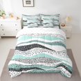 thumbnail image 2 of YST Geometric Wave 7-Piece Comforter Set, Teal White, Modern Abstract Art, Full, 2 of 4
