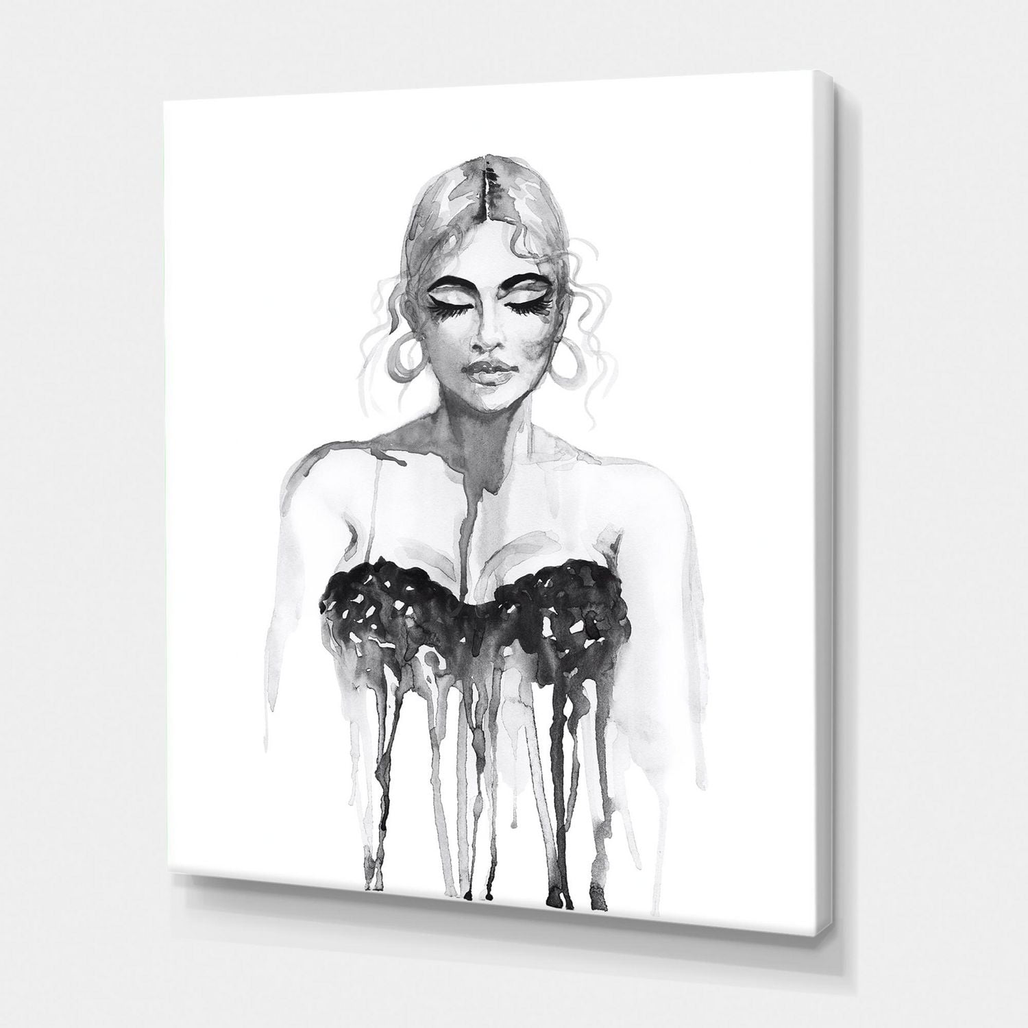 Designart Portrait monochrome de femme portant une robe de soirée Art mural sur toile
