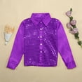 thumbnail image 2 of Boys Tops Sparkly Sequins Dance Long Sleeve Button Down Shirt for Jazz Performance Apparel, 2 of 7