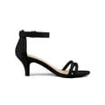 thumbnail image 3 of BLISSFUL STEP Women's Shoes Faux Suede Ankle Strap Kitten Heel Slide Straps Solid Sandals  Black 8.5, 3 of 8
