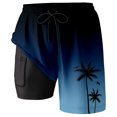 thumbnail image 2 of YUEVE Beach Shorts for Men 2 in 1 Compression Liner 7 Inch Inseam, Mens Swim Trunks Gradient Hawaiian Print Quick Dry Bathing Suit with Pockets Navy S, 2 of 4