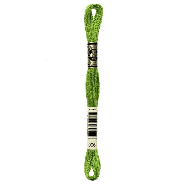 DMC Coton Vert 6 Brins Floss 8 m Vert Vif, Fait de 100 % Coton Égyptien à Longues Fibres avec Fini double Mercerisé, Comprenant 6 Brins Facilement Séparés et un Fil Numéro 906, Convient au Point de Croix, à la Broderie, à la Pointe Aiguille et au scrapbooking.
