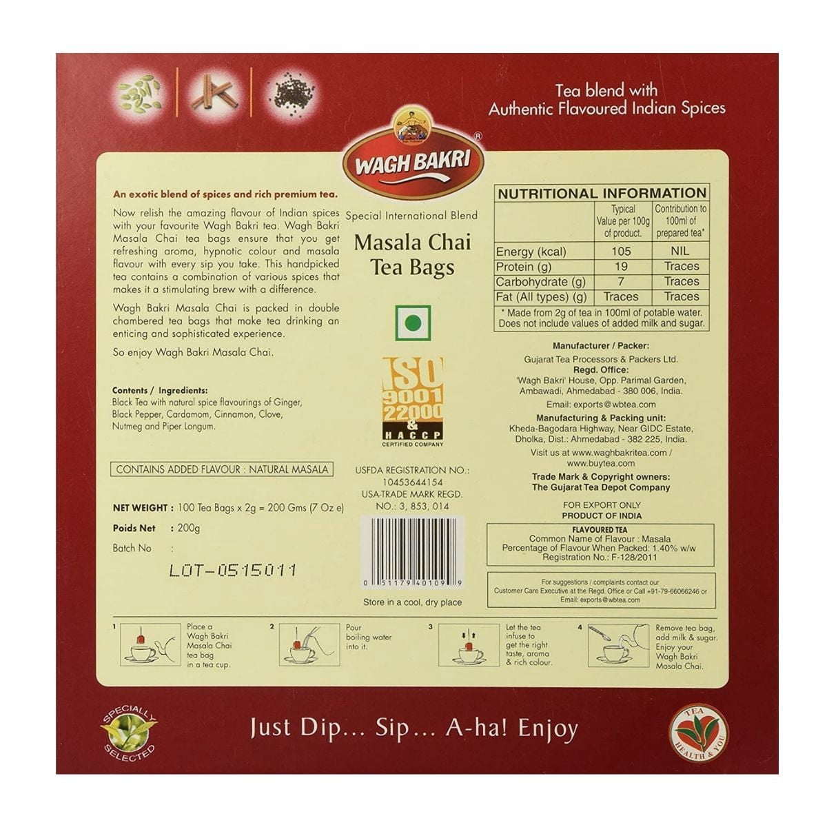 Wagh Bakri Sachets de Thé Masala