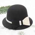 thumbnail image 2 of Chapeau Melon Petit pour Femme, Automne et Hiver, Nœud, Bout Rond, Décontracté, Style Bassin de Pêcheur, 2 of 3