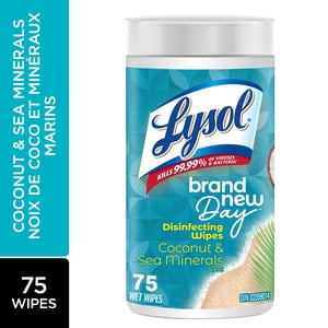 Lysol® Disinfecting Wipes- nouvelle marque DayTM Coconut et Sea Minerals, 75 Nombre