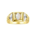 thumbnail image 1 of RYLOS Men's Rings 14K Yellow Gold Rings Designer Weave Band 7X5MM Oval Gemstone & Diamond Ring Opal October Birthstone Rings For Men,  Size 8, 1 of 7