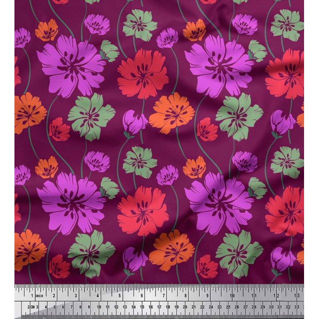 Soimoi Rayon Fabric Artistic Floral Print Fabric by Yard 56 Inch Wide