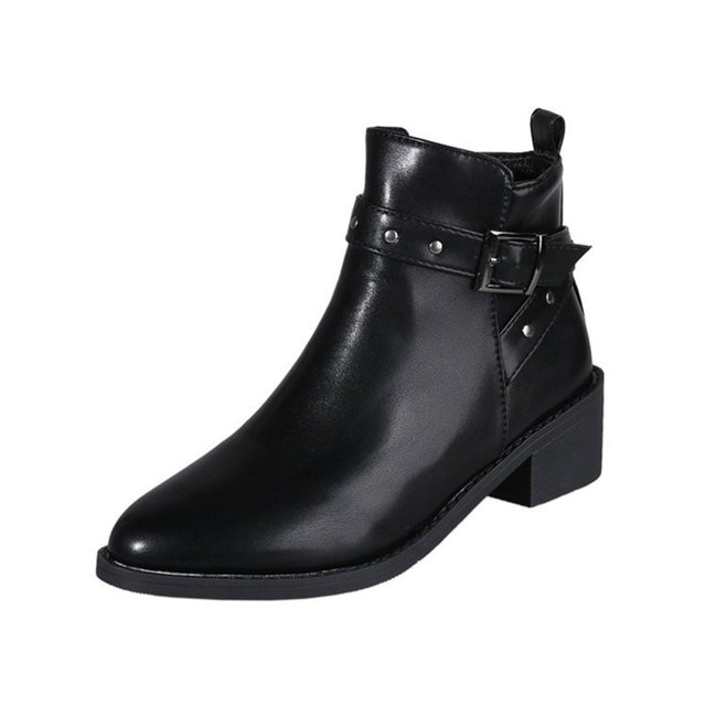 Pisexur Bottes Chelsea pour Femmes Mode Hiver Bout Pointu Talon Bas Épais Empilé à Enfiler Bottillons