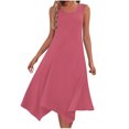thumbnail image 2 of Ovzne Robes pour Femmes Robe Robes pour Femmes Sans Manches Col Rond à Cordon Décontractée à Volants Ligne A Mini Robe Robe d'Été Liquidation, 2 of 7