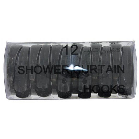 J And M Home Fashions 7626 Anneaux de Douche Noirs, Lot de 12