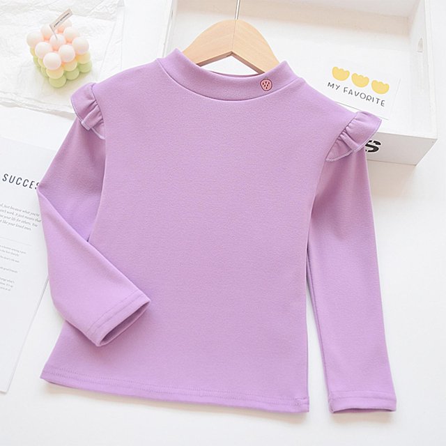 RXIRUCGD Chemise Imprimée à Manches Longues pour Fille avec Col Rond et Base Décontractée en Dessous (Violet, Taille : 5 Ans)