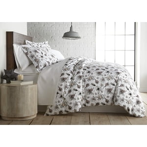 Southshore Fine Living, Inc. 100% Cotton Duvet Cover Queen Size - Luxurious Silky Soft Floral Bedding Cotton Comforter Cover, Full/Queen Size, 300 Thread Count Sateen, Queen Duvet Cover Cotton, Grey