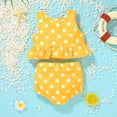 thumbnail image 2 of Kid Girl Swimsuit 2 Piece Summer Bikini Swimwear Striped Ruffle Beach Bathing Suit 4-5 Years, 2 of 7
