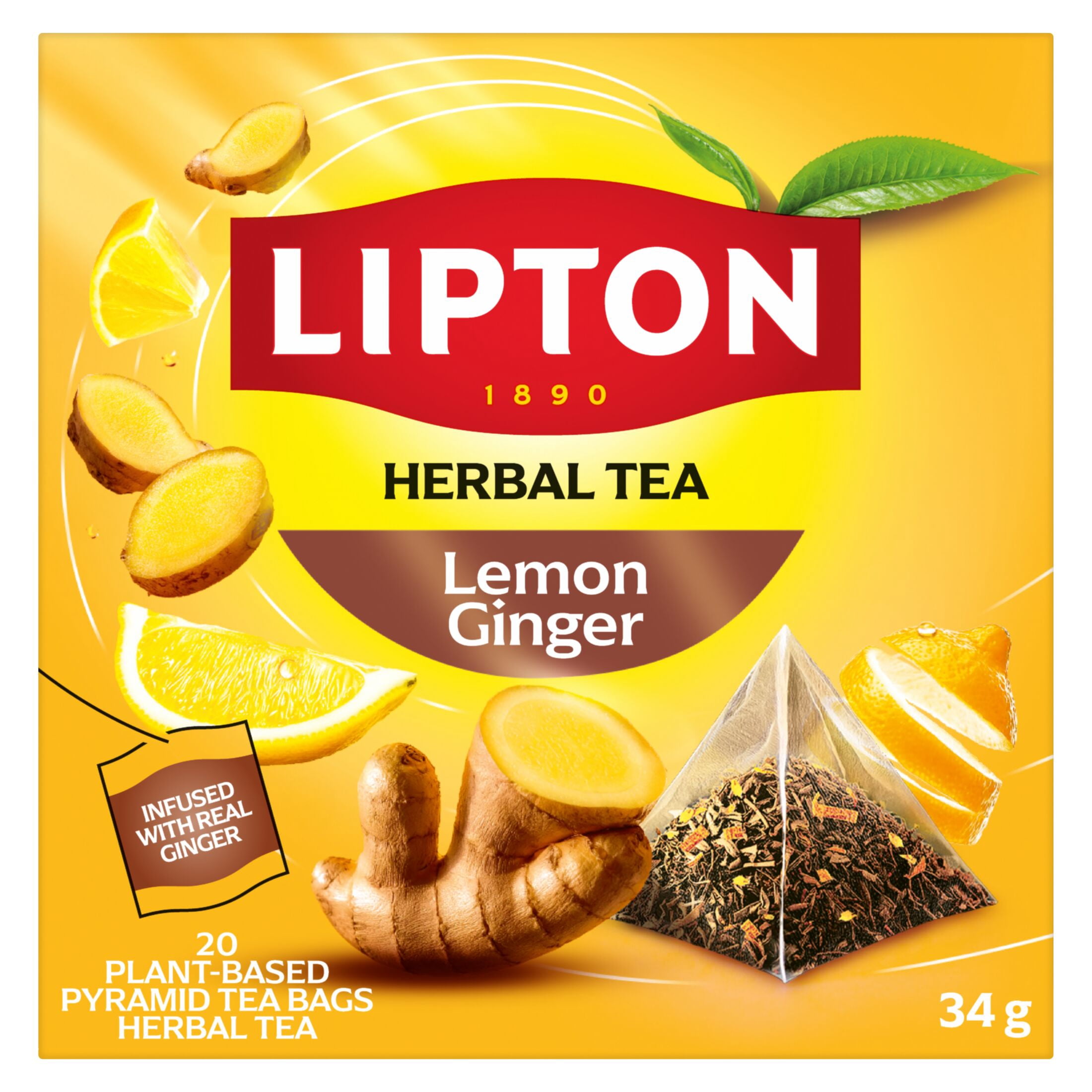 LIPTON Lemon & Ginger Herbal Pyramid 20ct