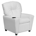 thumbnail image 1 of Contemporary White Vinyl Kids Recliner with Cup Holder, 1 of 9