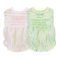 thumbnail image 5 of CBFFDC Puppy Skirt Breathable Mesh Dog Dress Striped Print Buttons Decor Ruffled Hem Contrast Color Patchwork Puppy Summer Skirt, 5 of 5