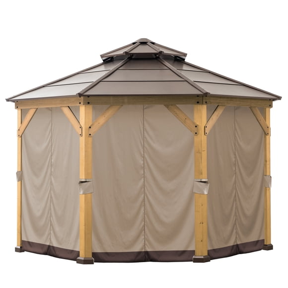 SUNJOY Polyester Gazebo Curtain 8-Panel Screen Walls for 13 ft. x 13 ft. Outdoor Gazebo Patio
