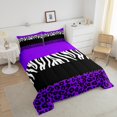 thumbnail image 4 of Erosebridal Teens Leopard Print Bedding Twin Comforter Set, Wildlife Down Comforter, Geometry Striped Decor, Reversible 2pcs, 4 of 7