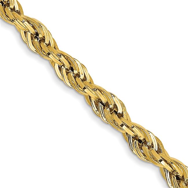 Quality Gold 10BC133-24 10K Yellow Gold 3 mm Semi-Solid 24 in. Rope Chain