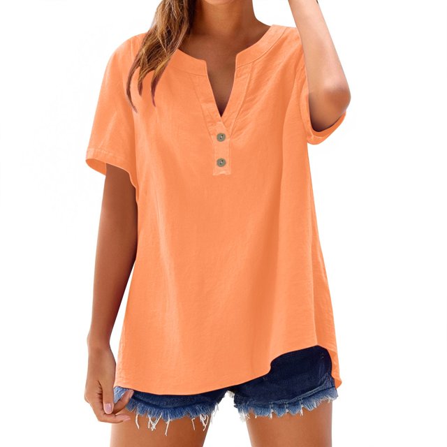 T-Shirts Femmes Lot Mode Décontractée Col en V Manches Courtes Haut T-Shirt - Hontri