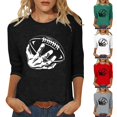 thumbnail image 1 of QATAINLAV T-Shirts Graphiques de Rugby pour Femmes Jour de Match 2025 Été Manches 3/4 Hauts Coupe Ample Décontractés Col Rond Blouses Tenues de Vacances Rabais de 90 % Liquidation Noir TTG, 1 of 5