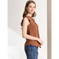 thumbnail image 4 of INSPIRE CHIC Blouse Sans Manches pour Femme, à Volants, Plissée, Blouse CHIC pour le Travail, TP, Brun, 4 of 6